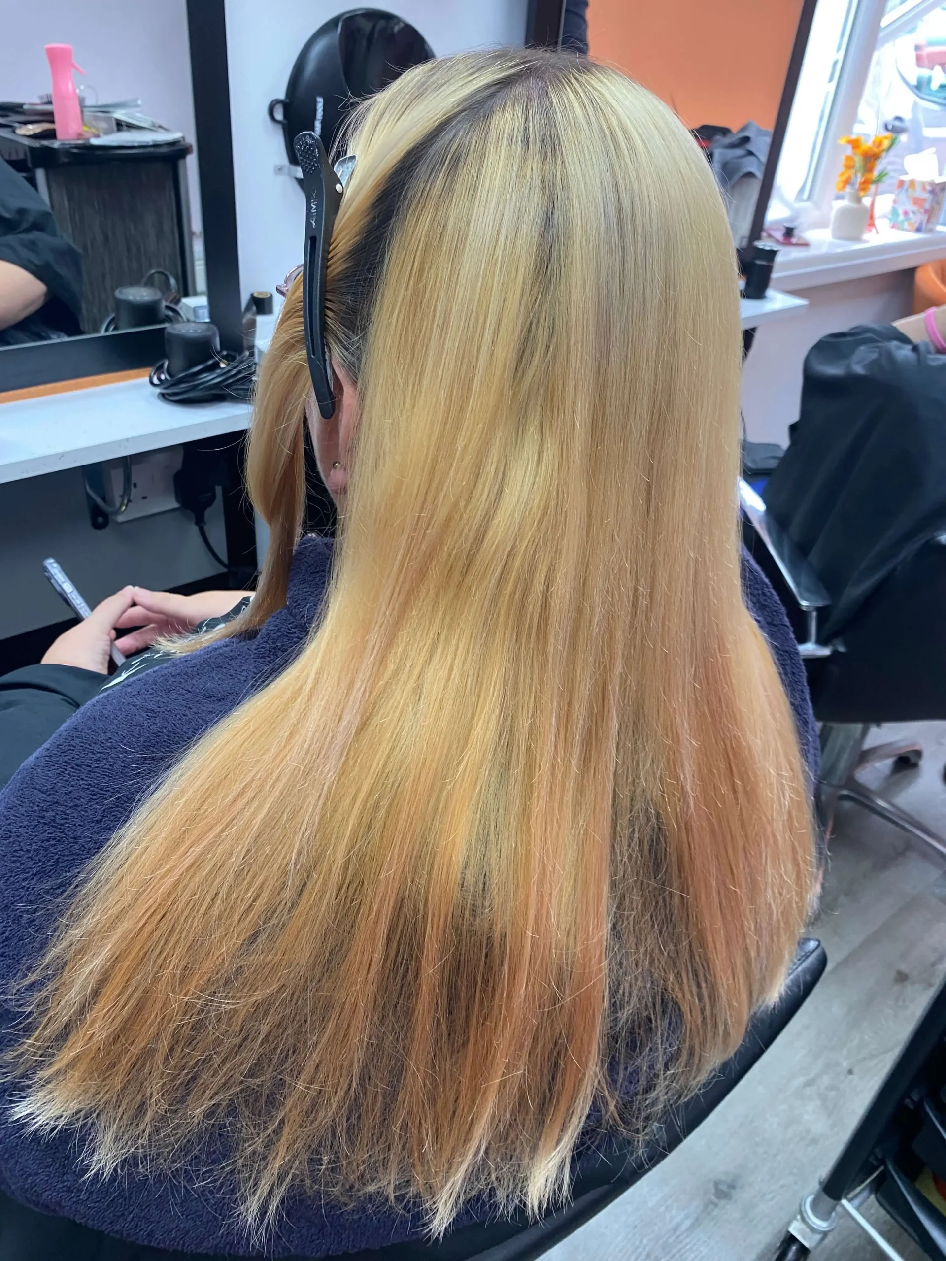 Pale yellow base after a professional colour correction in Bognor Regis.